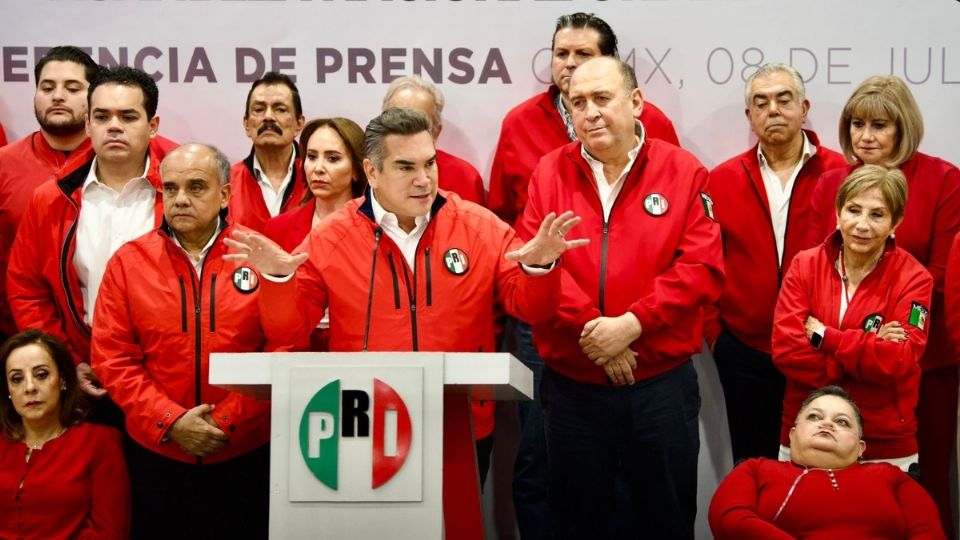 Alejandro Moreno durante la Asamblea Nacional del PRI