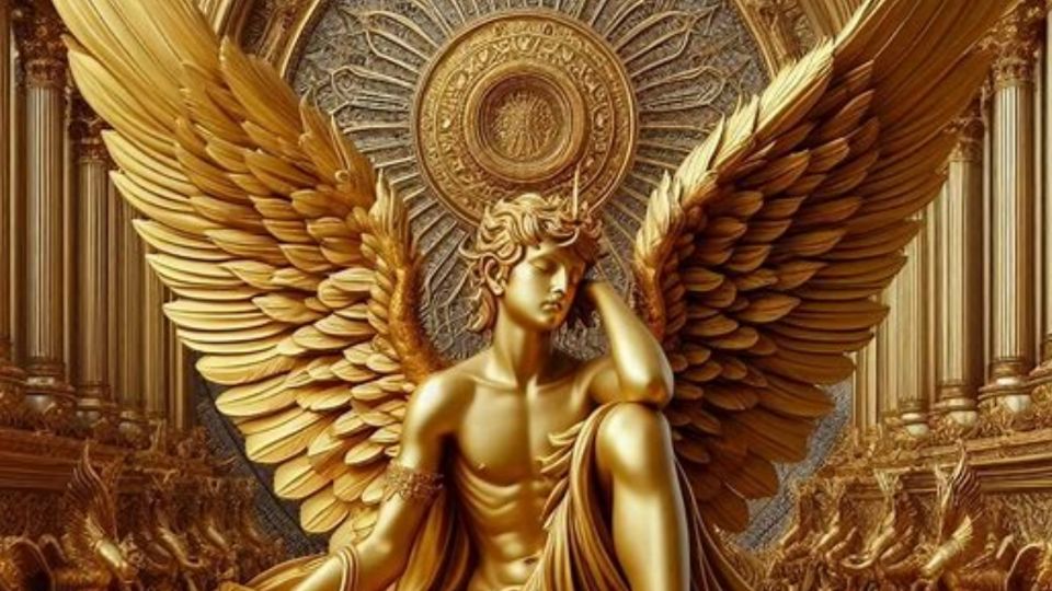 Un poderoso ángel dorado protector del signo Virgo.