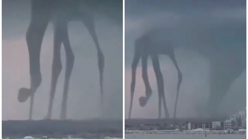 ¿Es el fin? Captan en VIDEO extraña y gigantesca "araña" en medio de un tornado