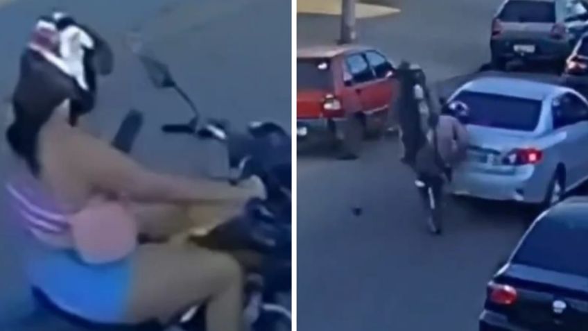 Motociclista se estrella en contra de un auto por mirar su celular mientras conducía: VIDEO