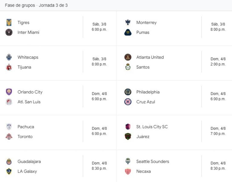 jornada 3 leagues cup partidos en vivo