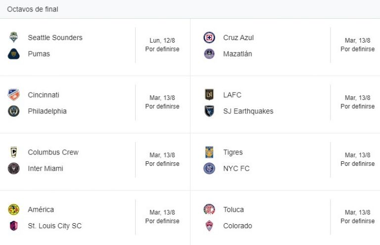 leagues cup partidos octavos de final