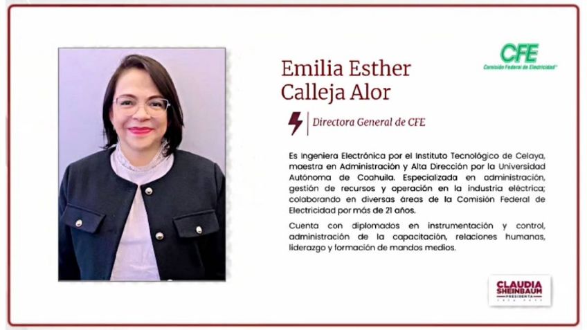 PERFIL: ¿Quién es Emilia Esther Calleja, la primera mujer en encabezar la Comisión Federal de Electricidad?