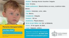 Buscan a Santiago Nicolai, menor de dos años desaparecido en Jalisco