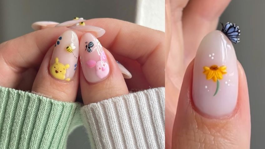 Uñas almendra con figuras en 3D, la tendencia en "mani" para llevar personajes de Disney o tu animal favorito