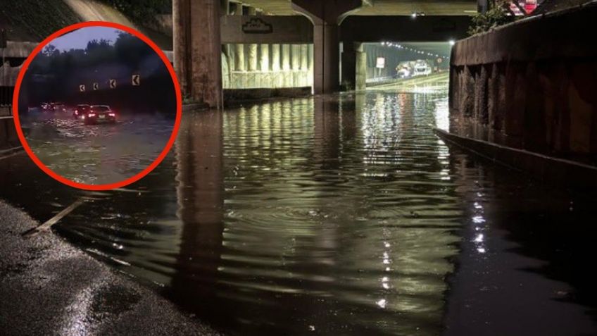 Inundación en bajo puente del Periférico Norte provoca caos vial la noche de HOY, miércoles 14 de agosto