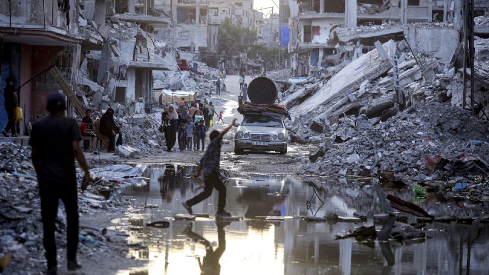 Palestinos desplazados, en la Franja de Gaza.