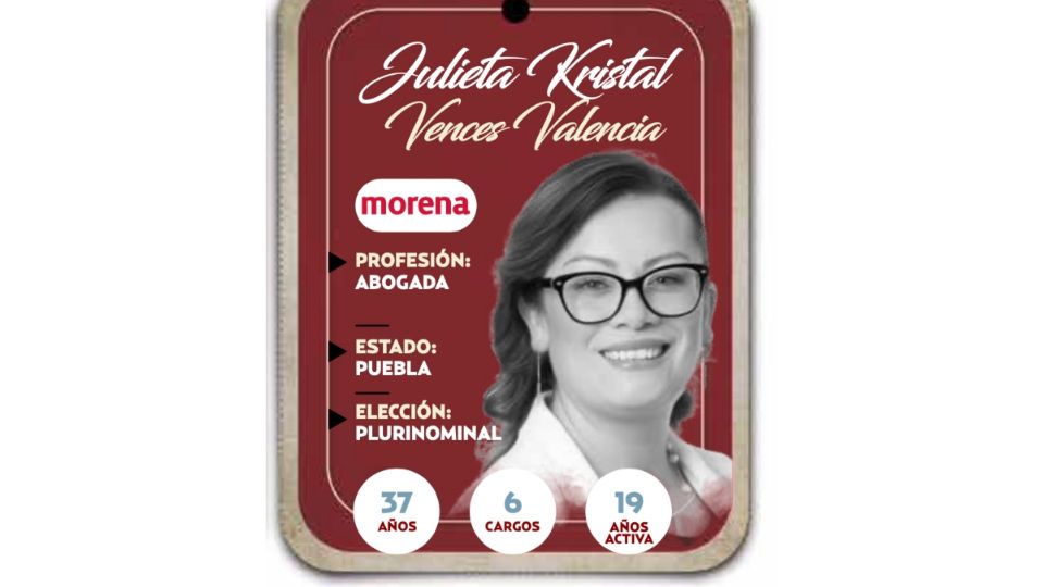 Julieta Kristal Vences Valencia será diputada por el partido ?Morena en la LXVI Legislatura.