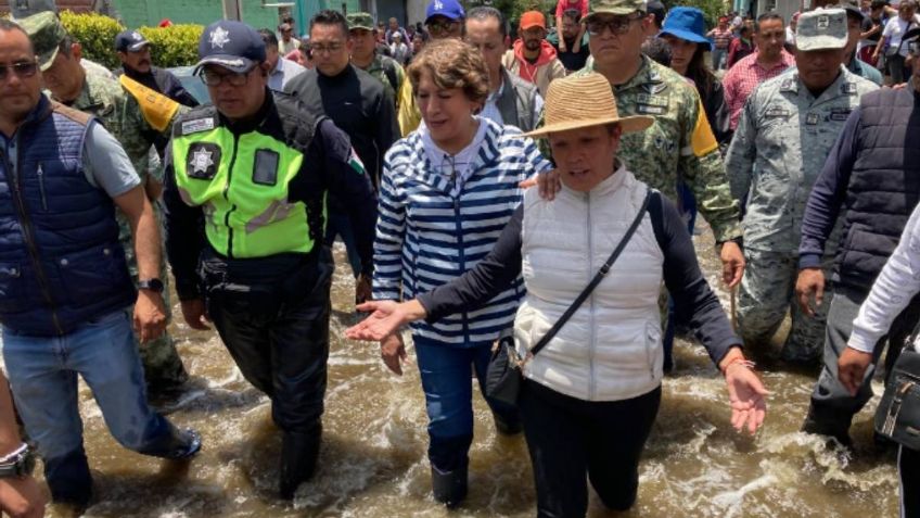 Delfina Gómez Álvarez recorre calles de Chalco de la mano de vecinos; se intensifican labores de limpieza, desazolve y salud en zonas afectadas por lluvias