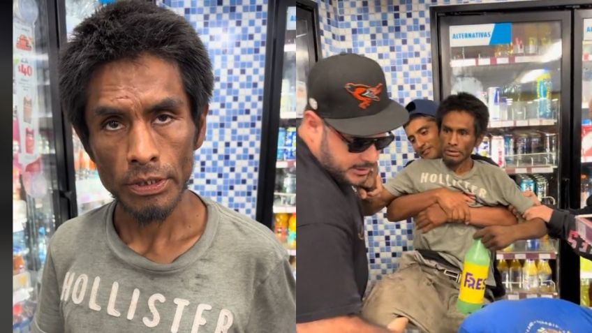 ¡Amigazo! Sujeto en situación de calle iba por un refresco a la tienda y terminó anexado | VIDEO