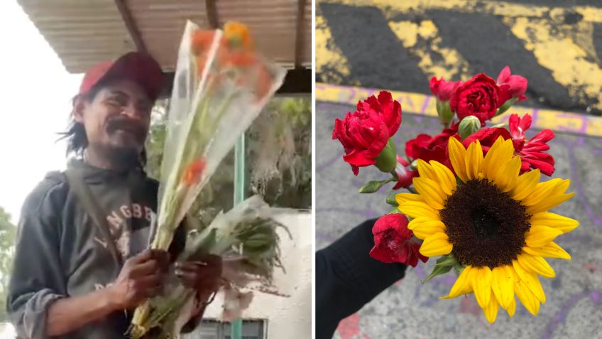 ¡Cumple su promesa! Hombre viaja desde Michoacán hasta CDMX para regalar flores en la calle tras encontrar a su hija