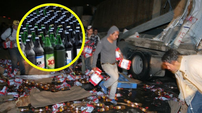 Vuelca tráiler en Coahuila y se desata rapiña de cerveza