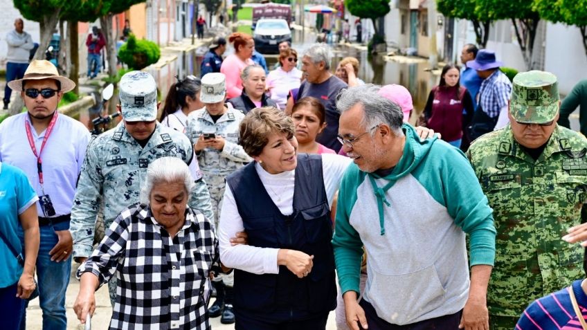 Delfina Gómez supervisa obras del Colector en Chalco; se mantiene en la primera línea de atención a vecinos afectados