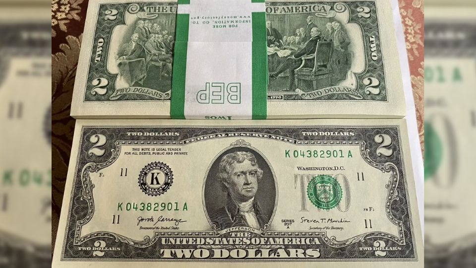 El billete de dos dólares representa solo el uno por ciento de los billetes norteamericanos en circulación.