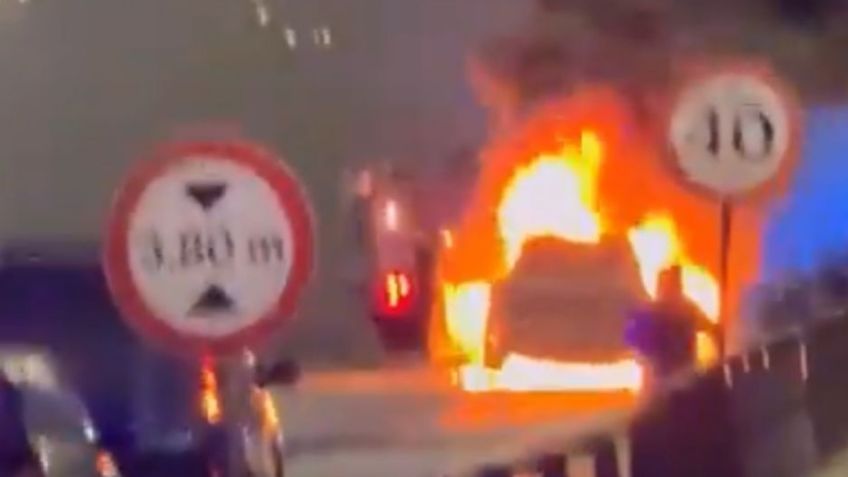 VIDEO: auto de lujo explota y se incendia en plena autopista, la conductora sufrió quemaduras de tercer grado