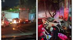 Noche de accidentes en Viaducto: BMW se impacta en Acoxpa y tráiler se atora en Tlalpan