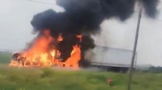 VIDEO: Falla mecánica provoca el incendio de un tráiler sobre la autopista México-Pachuca