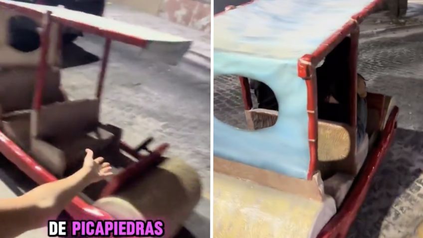 VIDEO: papá recrea el auto de los picapiedras y cumple el sueño de su hija