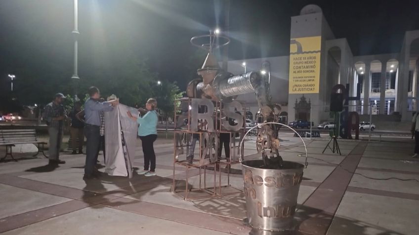 Levantan antimonumento para conmemorar derrame de tóxicos en Río Sonora