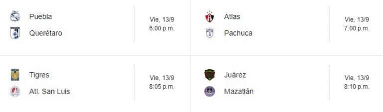 partidos jornada 6 liga mx apertura 2024 en vivo