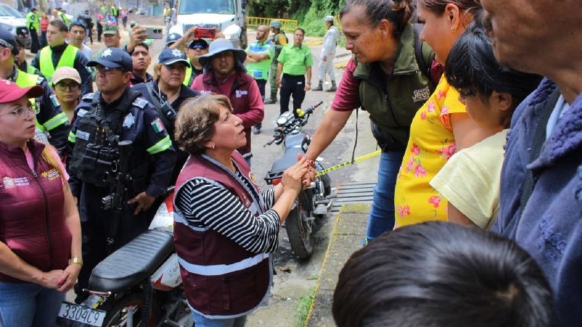 Delfina Gómez Álvarez supervisa labores de emergencia en Jilotzingo; avanzan equipos de rescate y seguridad