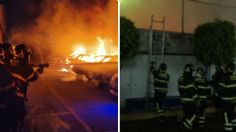 Fuerte incendio en taller mecánico de Tláhuac consume siete automóviles