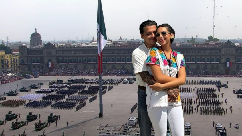 Ángela Aguilar y Christian Nodal aparecen muy enamorados en el desfile militar del Zócalo: FOTOS