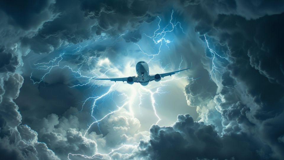 El avión atravesó una intensa tormenta eléctrica.