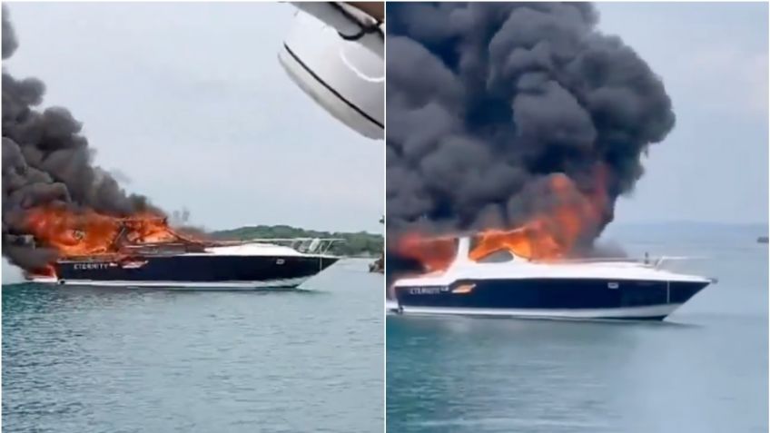 VIDEO: yate se incendia en el mar con turistas a bordo, así se salvaron