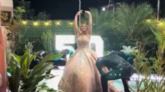 Mujer celebra sus 50 años con vestido de quinceañera y hasta chambelanes: VIDEO