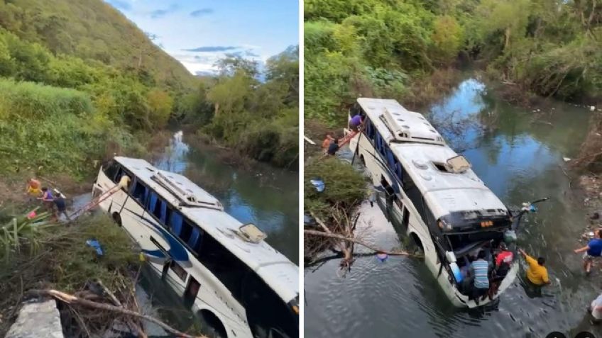 Vuelca autobús en La Huasteca; decenas de turistas resultan lesionados