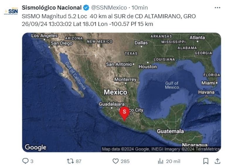 temblor hoy