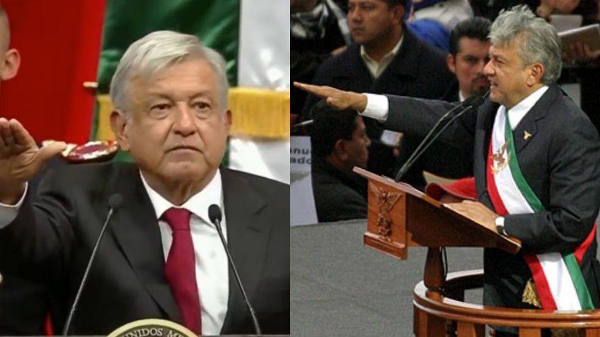 Las dos veces que AMLO recibió la banda presidencial; una en el Zócalo y otra en San Lázaro