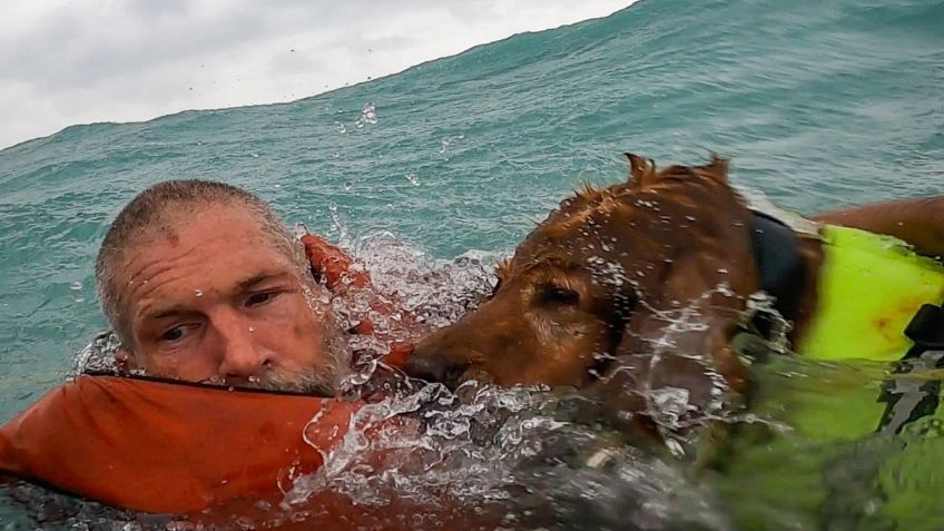 VIDEO: el conmovedor rescate de un hombre y su perro en el Golfo de México en medio del huracán Helene