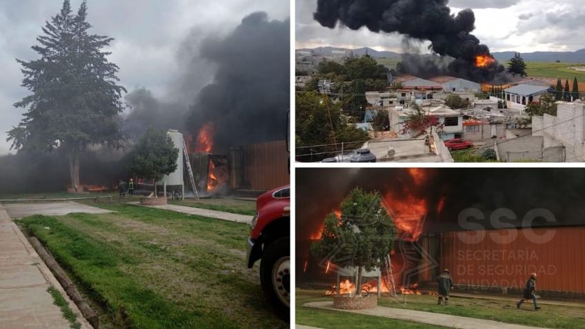 VIDEO: Fuerte incendio consume fábrica de guantes en Tlaxcala