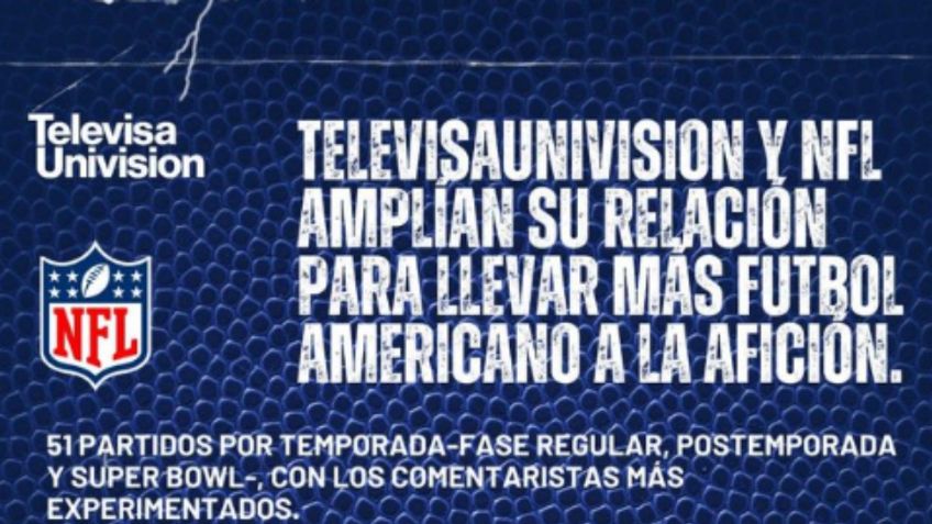 TelevisaUnivision se mantiene como la Casa de la NFL en México