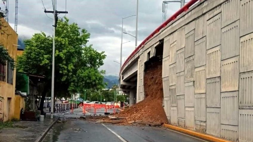 VIDEO: momento exacto en que colapsa puente vehicular de San Pedro Garza, el municipio más rico de Nuevo León