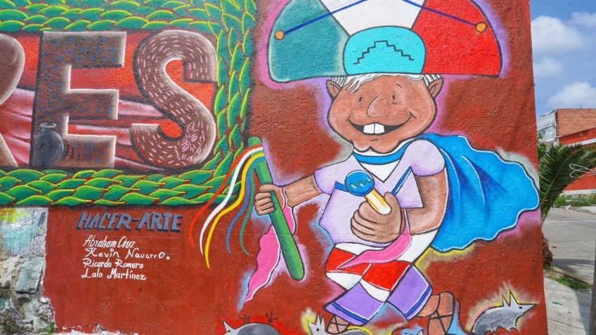 Homenajean a AMLO con curiosos murales en Oaxaca; preparan 100 bardas dedicadas al presidente