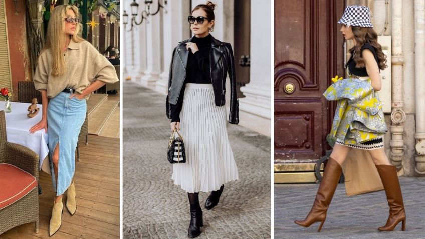 Faldas midi con botas, el look perfecto para cerrar el año