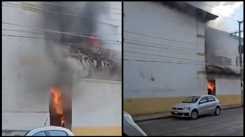 Fuerte incendio consume iglesia de La Merced en Chiapas