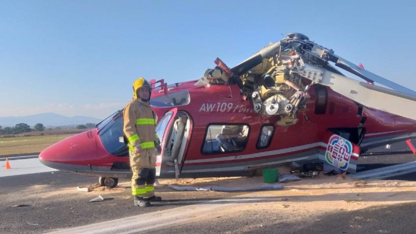 Helicóptero del Gobierno de Oaxaca se desploma en aeropuerto de la capital