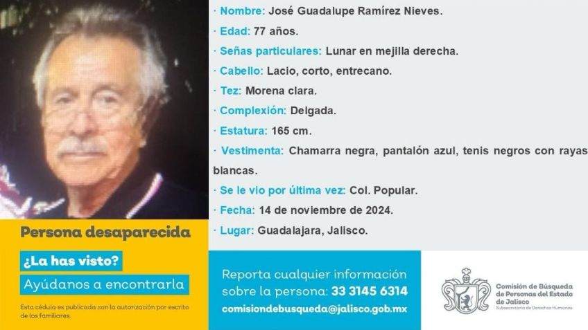 Desaparece José Guadalupe en Jalisco, salió a comprar su periódico y lleva 2 meses sin regresar, tiene alzheimer