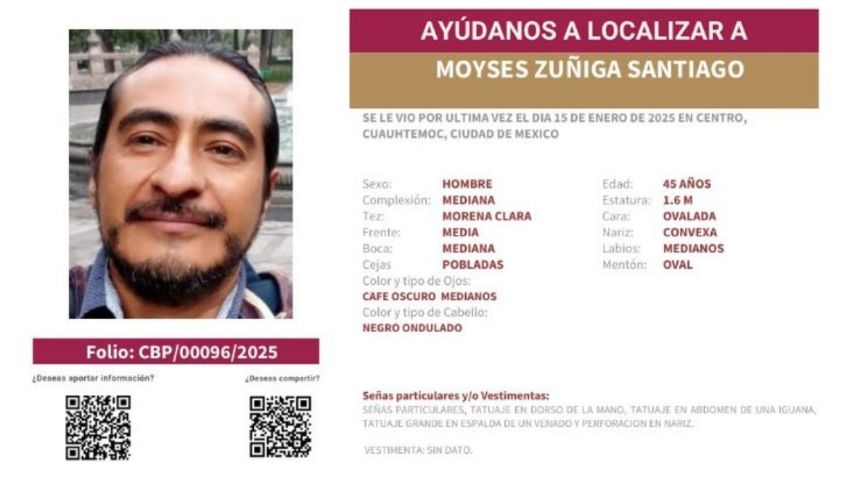 Reportan desaparición del periodista Moyses Zúñiga Santiago en la CDMX