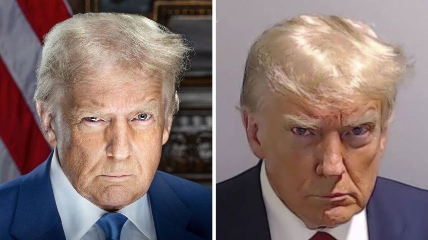 Retrato oficial para segundo mandato de Trump recrea fotografía de su arresto en 2023