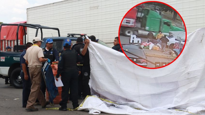 Hombre se arroja a llantas de un tráiler en la Central de Abasto | IMÁGENES FUERTES