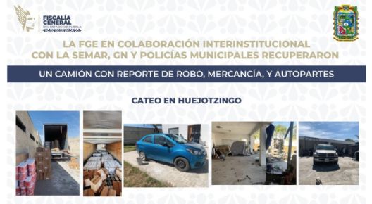 Catean inmueble en Huejotzingo, Puebla; recuperan mercancía robada y autopartes