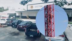 Policía de Yucatán se sube a una antena como protesta y amenaza con lanzarse