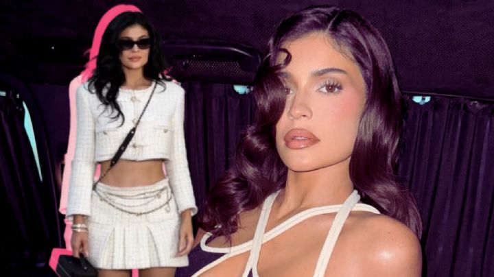 Kylie Jenner trae de regreso las minifaldas tableadas para este 2025 con un total look blanco de Chanel