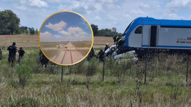 Dos policías viajaban en la patrulla golpeada por el tren.