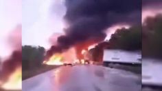 IMÁGENES FUERTES | Chofer graba el momento exacto en el que un tráiler y una pipa chocan de frente